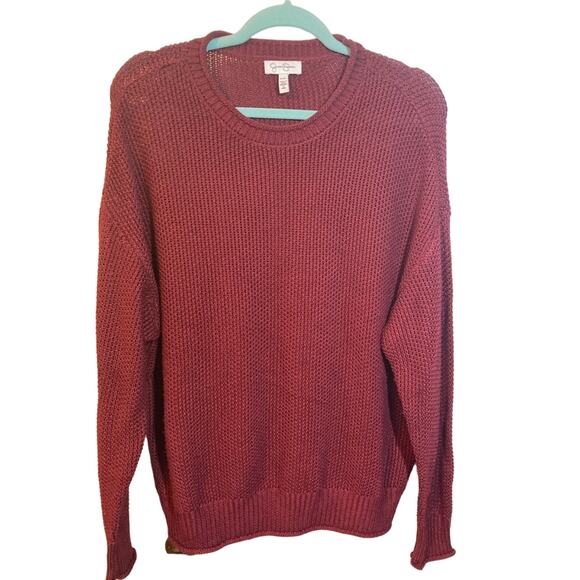 Jessica Simpson Mallory sweater open knit deep red chunky holiday party size XXL - Picture 1 of 6